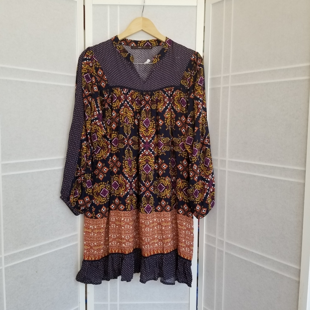 Boho mix print multicolor dress